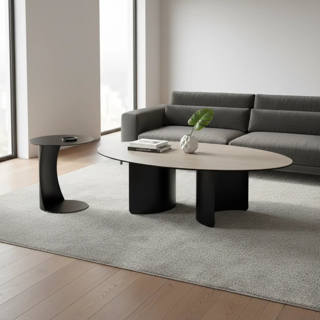 Bộ Bàn coffee Saga VC9504-C Kem + Bàn góc Saga VC9504-E Kem