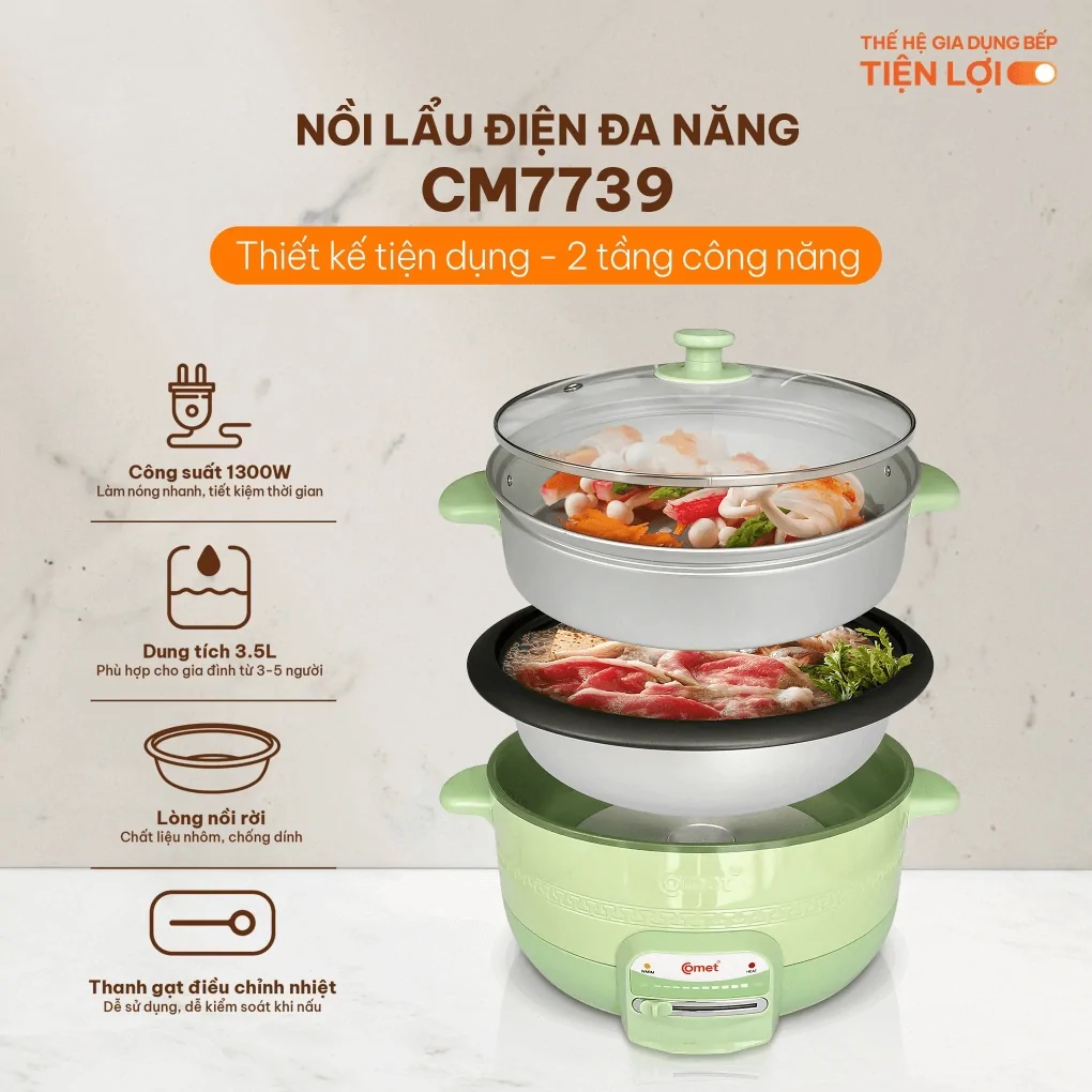 Nồi Lẩu Điện Comet CM7739 3.5 Lít 1