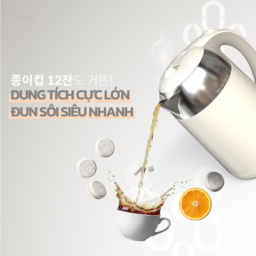 Ấm Siêu Tốc Hawonkoo KEH-181 1.8 Lít 10