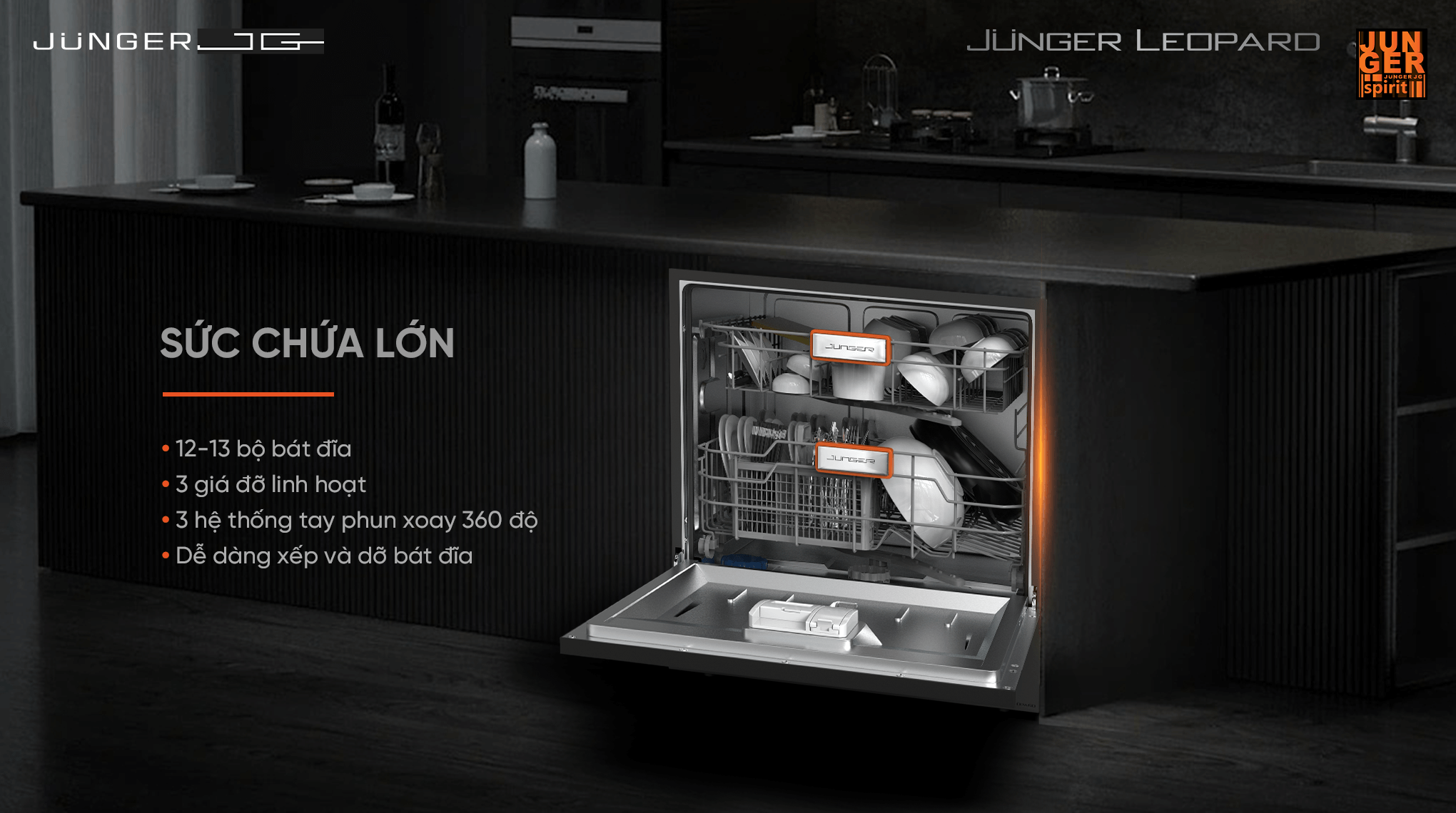 Máy Rửa Bát Junger Leopard DWJ-136-VG - Xuất Xứ Thái Lan 11