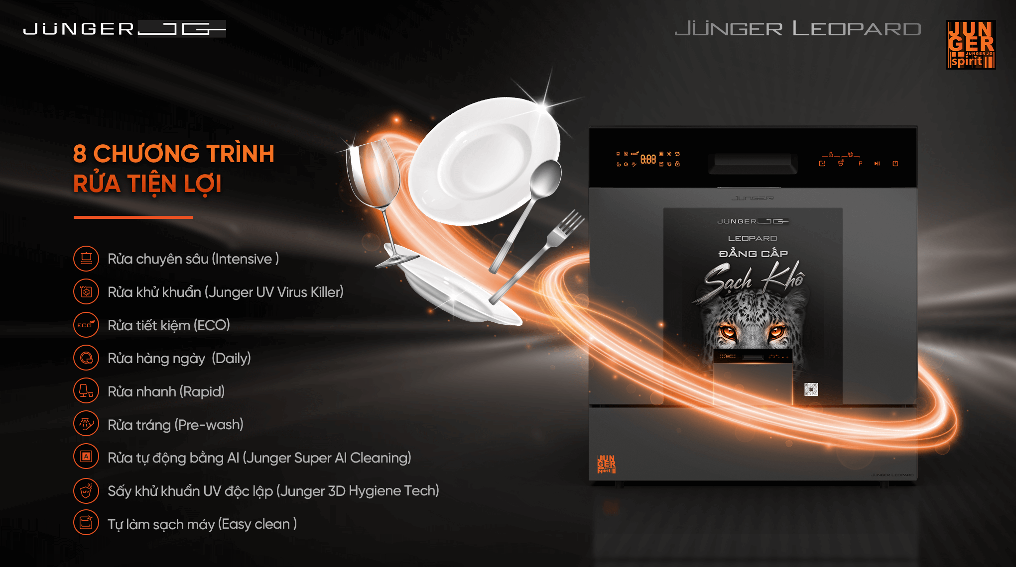 Máy Rửa Bát Junger Leopard DWJ-136-VG - Xuất Xứ Thái Lan 12