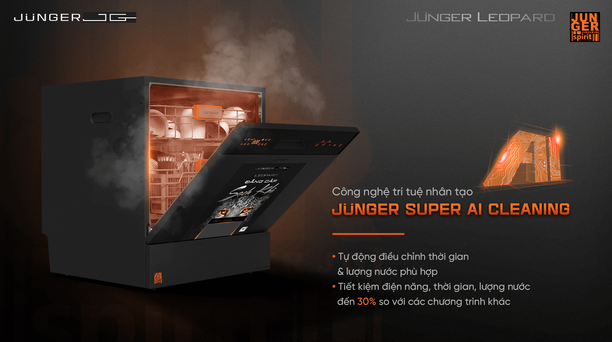 Máy Rửa Bát Junger Leopard DWJ-136-VG - Xuất Xứ Thái Lan 18