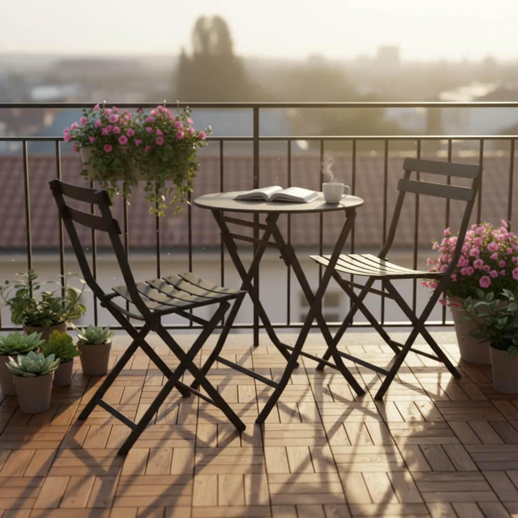 Bộ Bàn Xếp Garden ECOMTC Đen 0