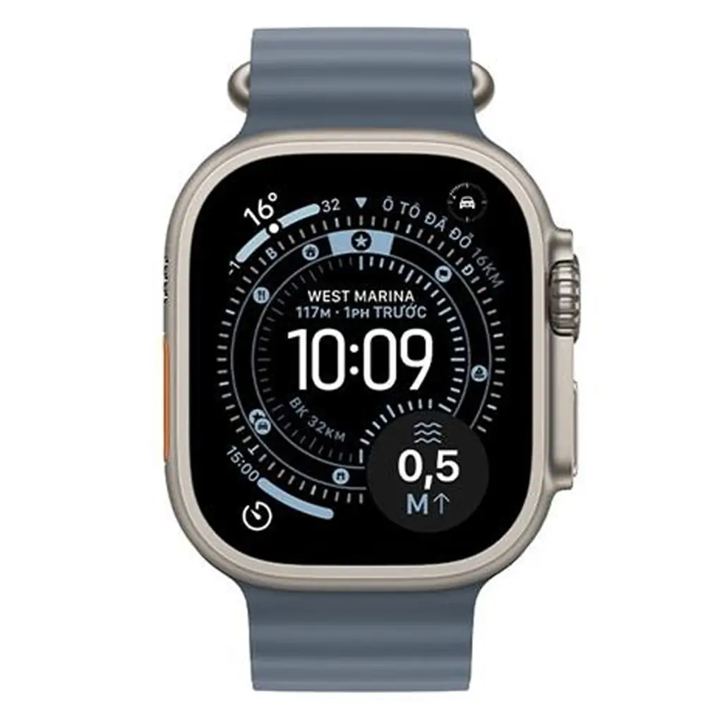 Apple Watch Ultra 3 GPS + Cellular 49mm Natural Titanium Case with Anchor Blue Ocean Band 0