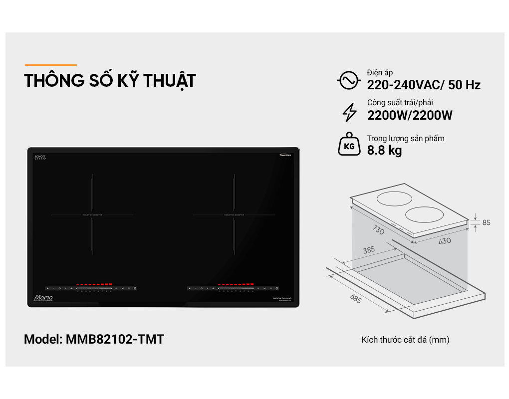 Bếp Đôi Điện Từ Sunhouse Mama MMB82102-TMT - Xuất Xứ Thái Lan 5