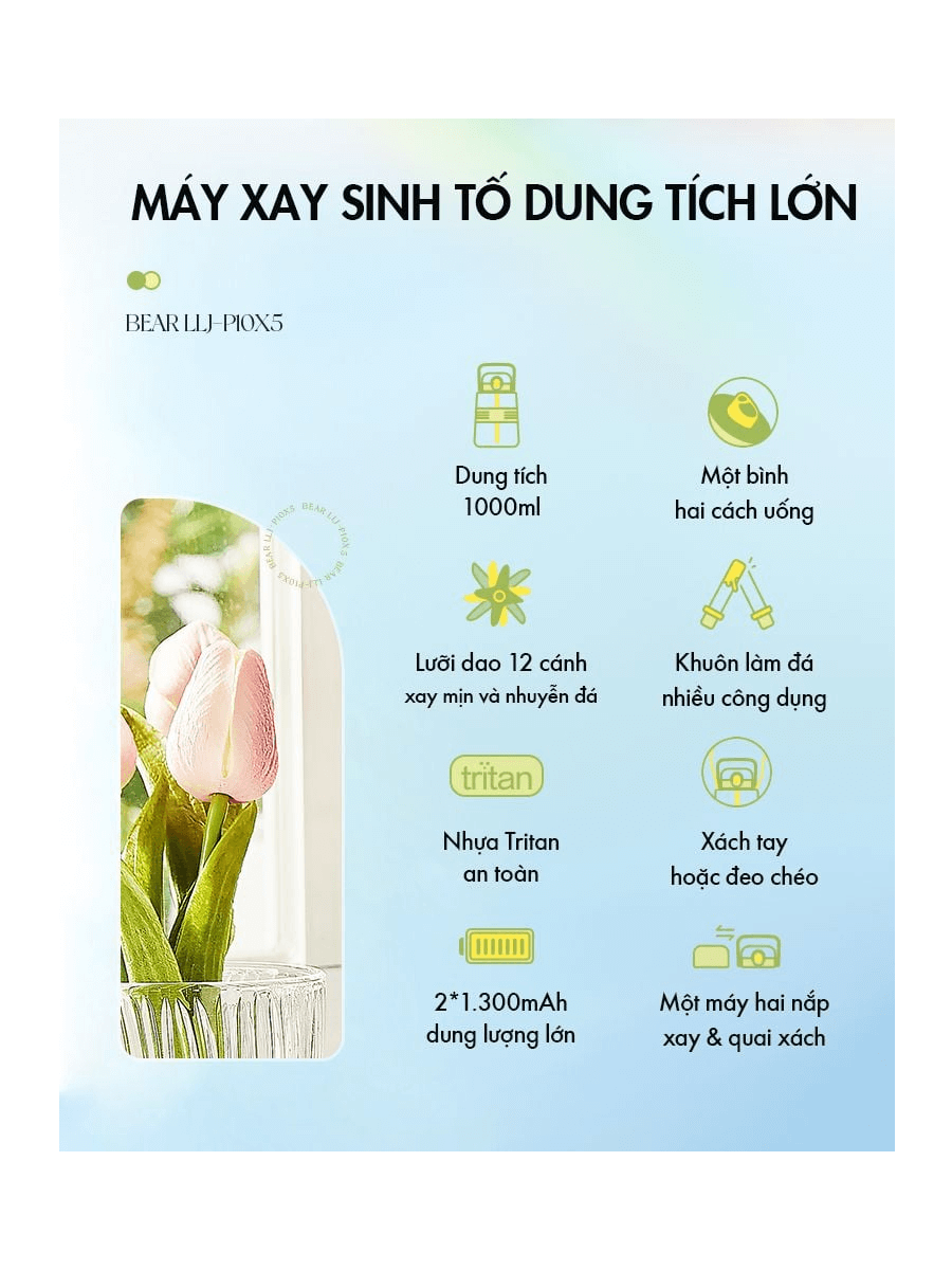 Máy Xay Sinh Tố Cầm Tay Bear LLJ-P10X5 4