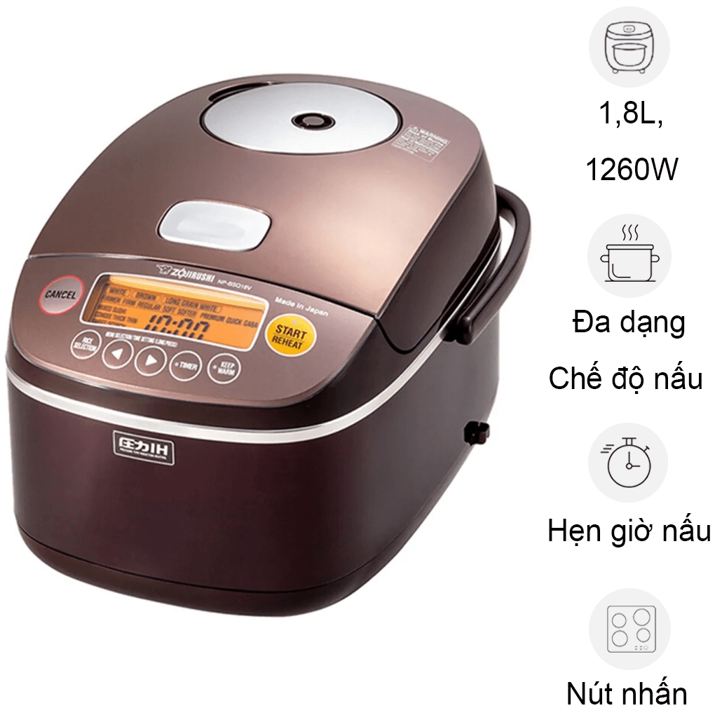 Nồi Cơm Cao Tần Áp Suất Zojirushi NP-BSQ18V 1.8 Lít - Xuất Xứ Nhật Bản 0