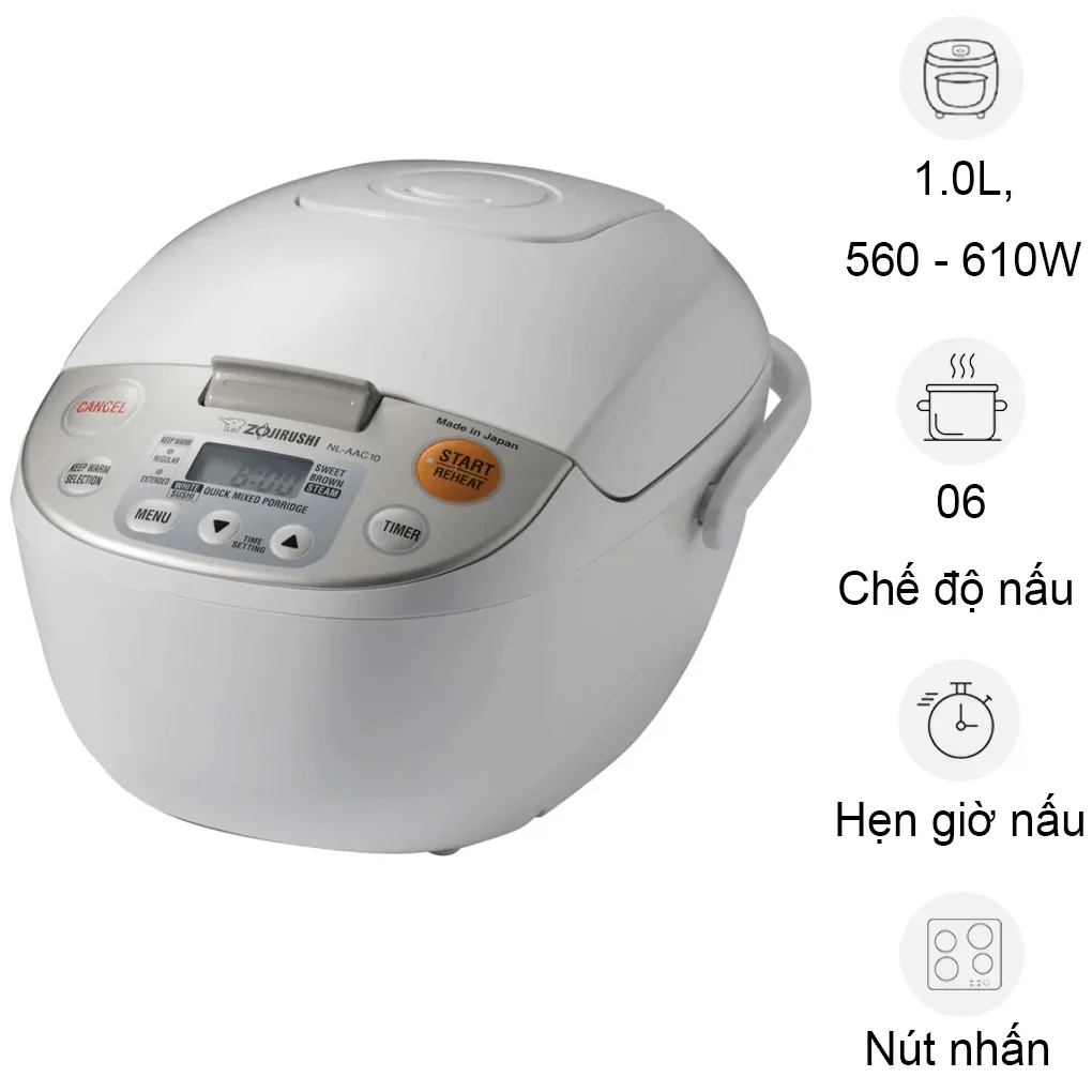 Nồi Cơm Điện Zojirushi NL-AAQ10 1.0 Lít - Xuất Xứ Nhật Bản