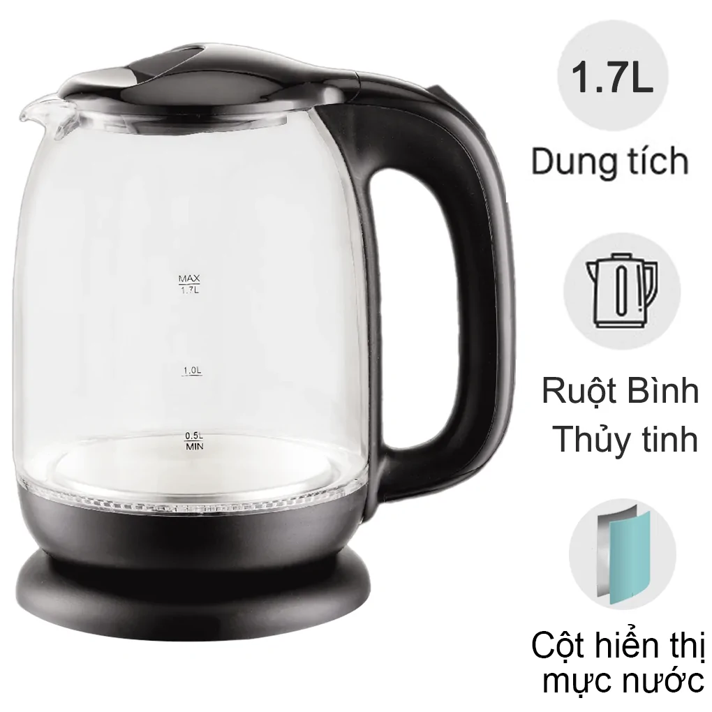 Bình Đun Siêu Tốc Thủy Tinh Simplehome HHB1792 1.7 Lít