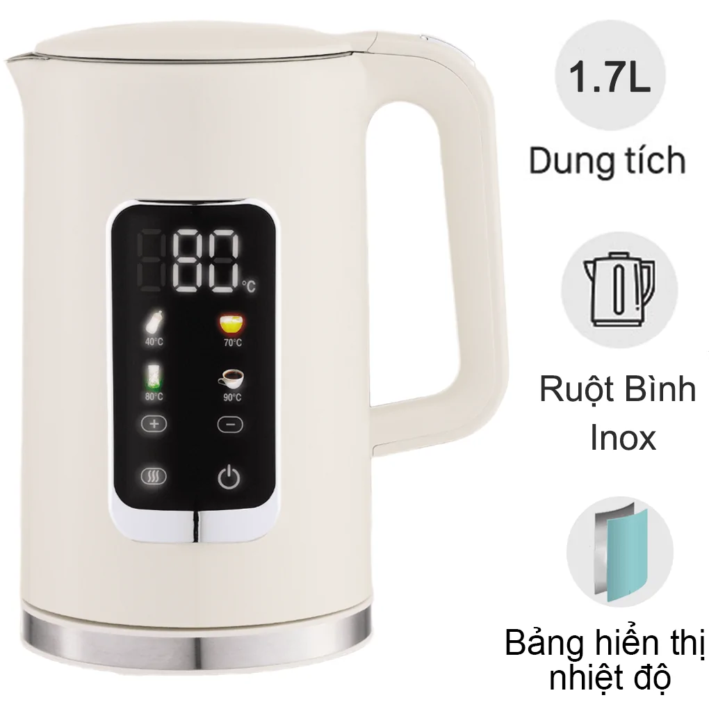 Bình Đun Siêu Tốc 2 Lớp Simplehome HHB8723D Màu Kem