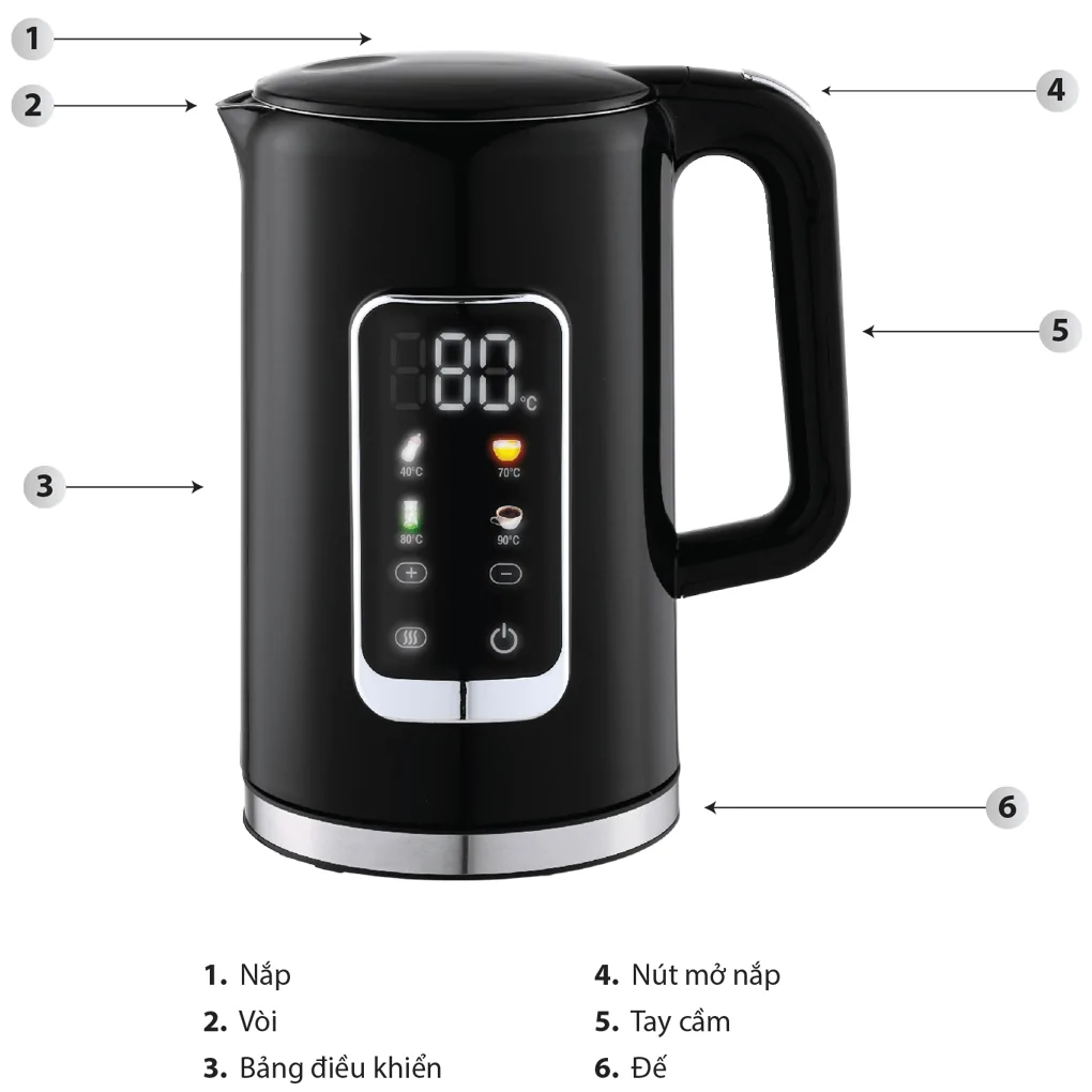 Bình Đun Siêu Tốc 2 Lớp Simplehome HHB8723D Màu Đen 4