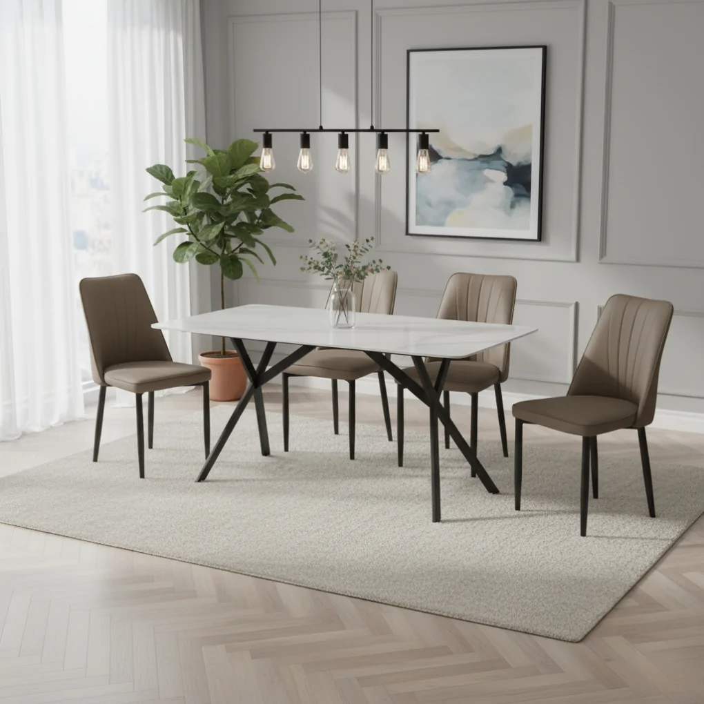 Bộ Bàn ăn TB1146 + 4 Ghế ăn CY5290