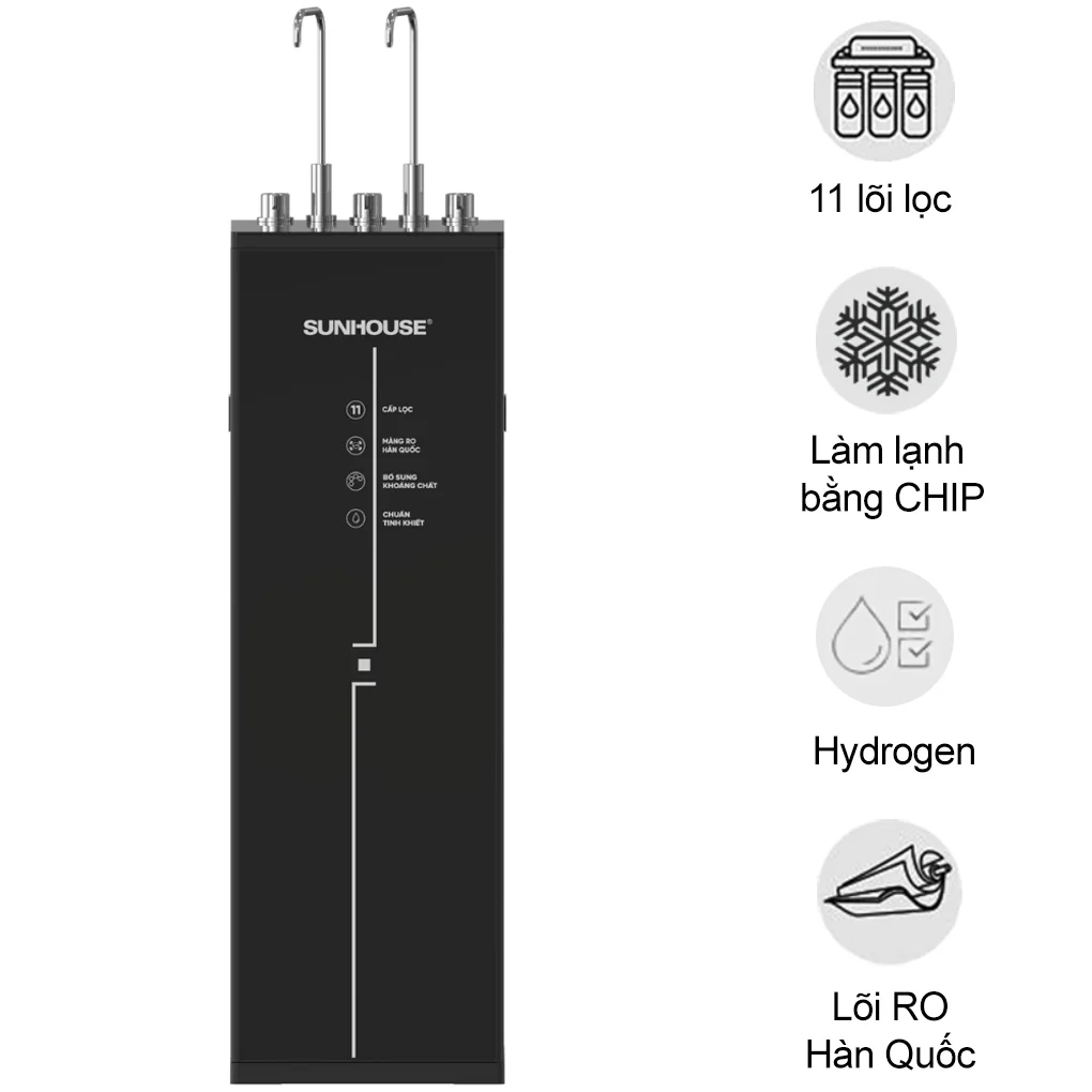 Máy Lọc Nước RO Nóng Nguội Lạnh Hydrogen Sunhouse UltraPURE 11 Lõi SHA76226L