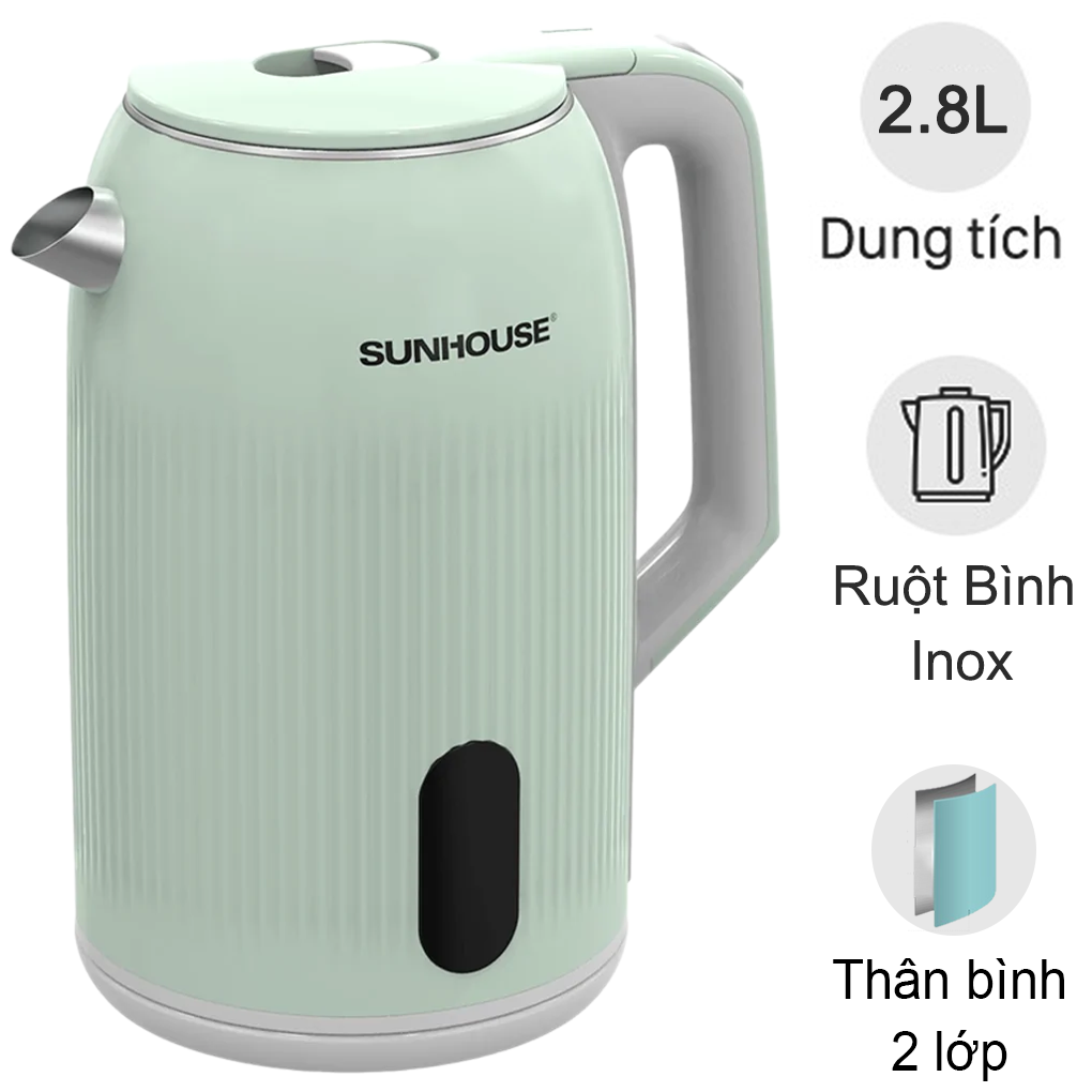 Ấm Đun Siêu Tốc Inox 2 Lớp Sunhouse SHD1364 2.8 Lít