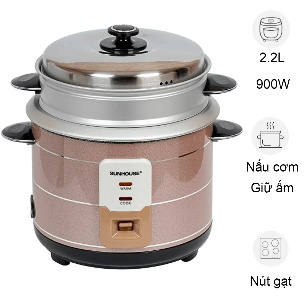 Nồi Cơm Điện Nắp Rời Sunhouse SHD8135 2.2 Lít