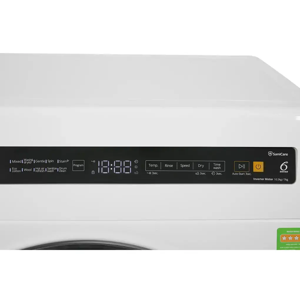 Máy Giặt Sấy (Washer) Whirlpool Inverter 10.5/7 Kg WWEB10702FW 1