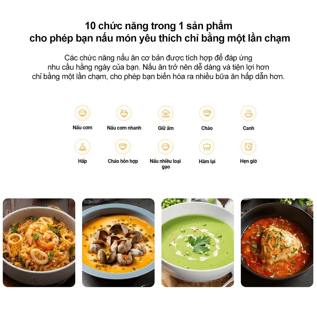 Nồi Cơm Điện Xiaomi Multifunctional Rice Cooker (BHR9115VN) 4 Lít 8