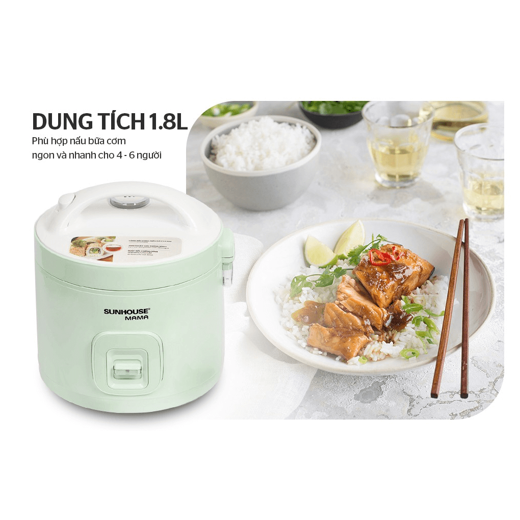 Nồi Cơm Điện Sunhouse Mama SHD8665B 1.8 Lít 6