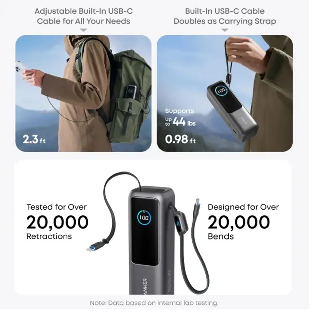 Pin dự phòng Anker 25.000mAh 165W tích hợp cáp rút gọn A1695 2