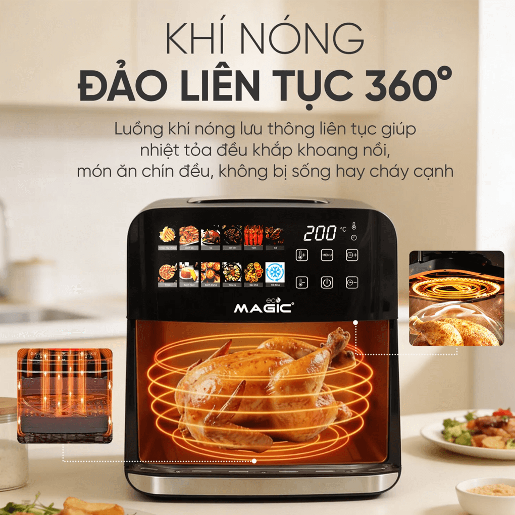 Nồi Chiên Không Dầu Magic Eco AC-162 8 Lít 10