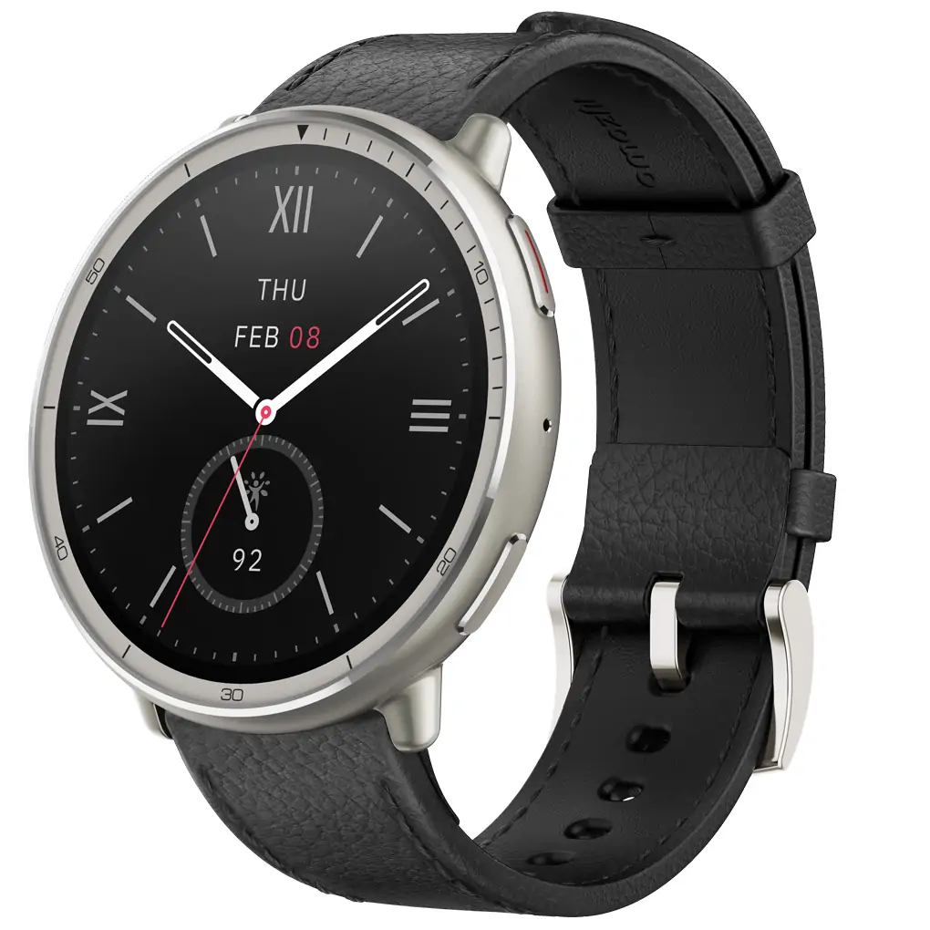 Đồng Hồ Th&ocirc;ng Minh Active 2 Round Đen d&acirc;y da