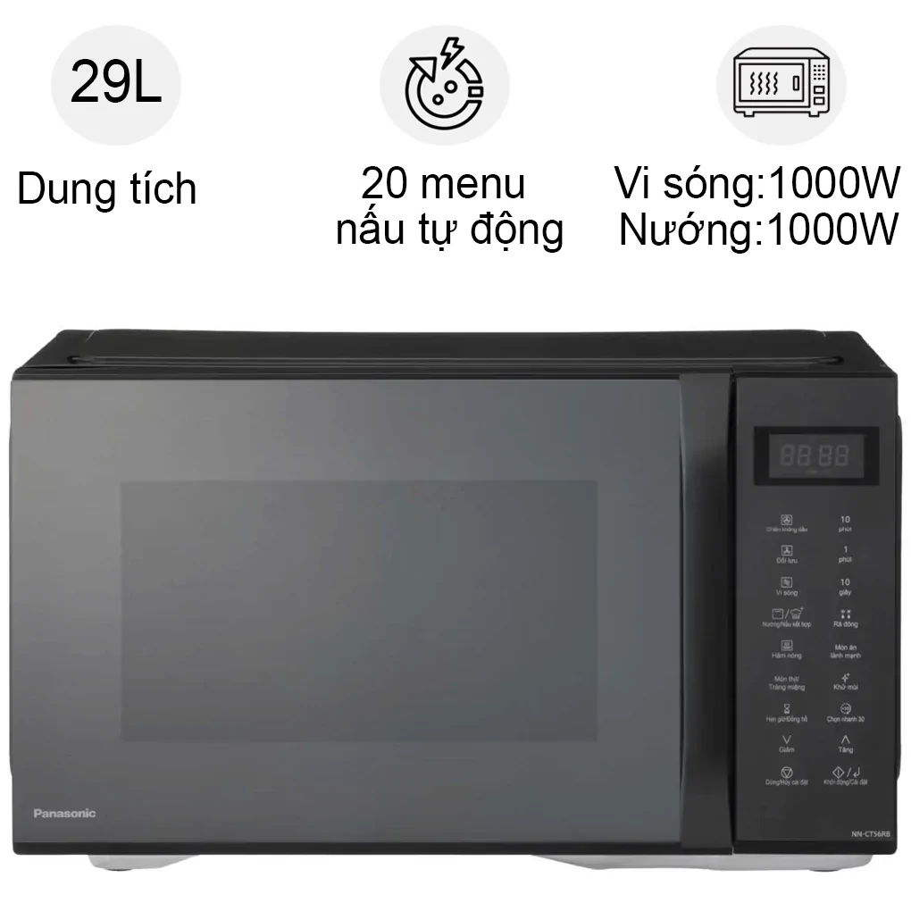 Lò Vi Sóng Nướng Đối Lưu Chiên Không Dầu Panasonic NN-CT56RBYUE 29 Lít