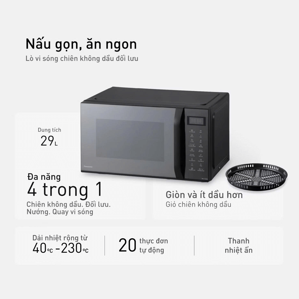 Lò Vi Sóng Nướng Đối Lưu Chiên Không Dầu Panasonic NN-CT56RBYUE 29 Lít 5