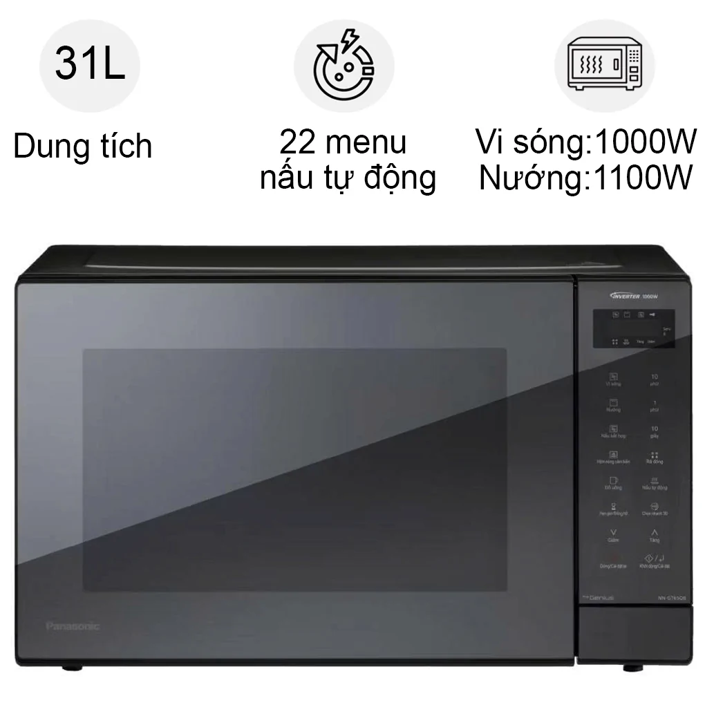 Lò Vi Sóng Inverter Kết Hợp Nướng Panasonic NN-GT65QBYUE 31 Lít