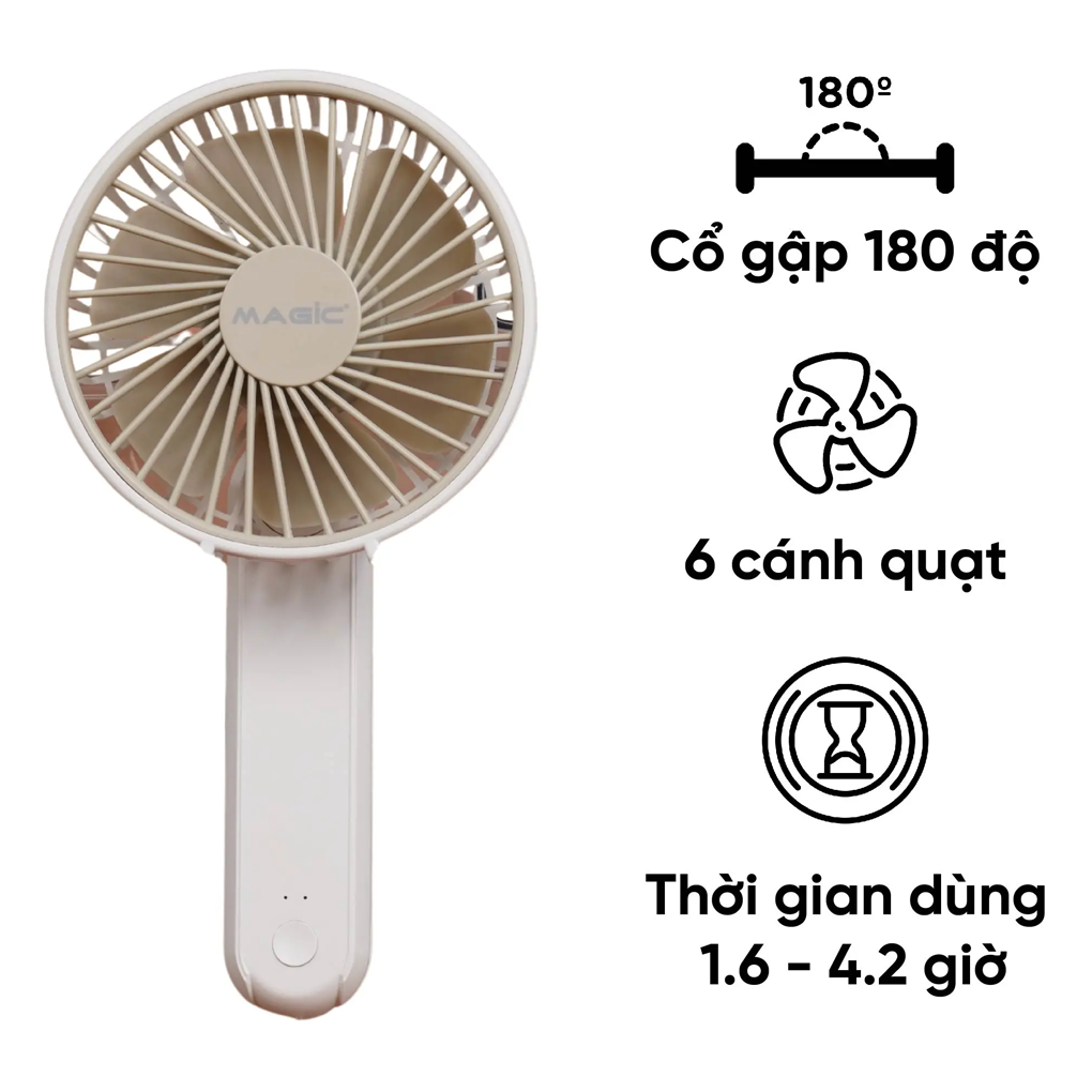 Quạt Cầm Tay Mini Magic A-011 Màu Trắng 1