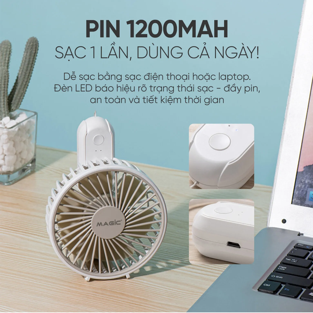 Quạt Cầm Tay Mini Magic A-011 Màu Xanh Lá 4