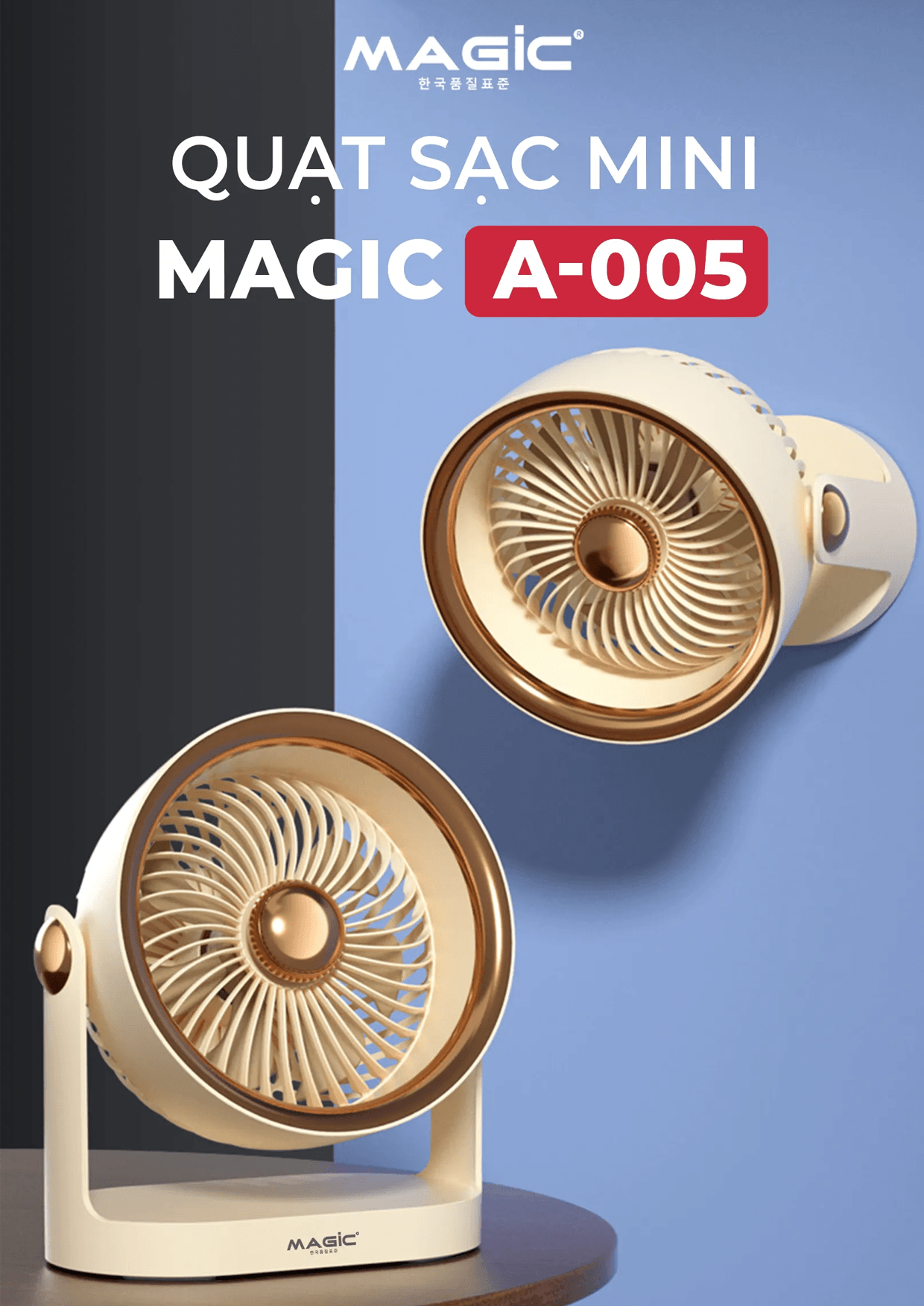 Quạt Sạc Để Bàn Mini Magic A-005 4