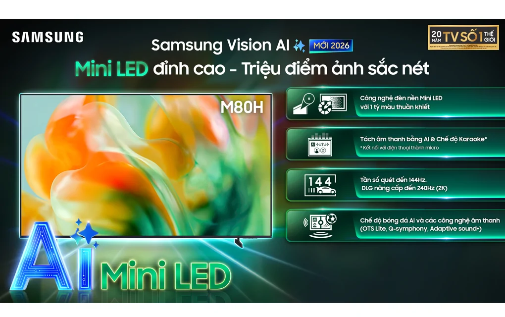 Smart AI Tivi Samsung Mini LED 4K 85 Inch UA85M80HA