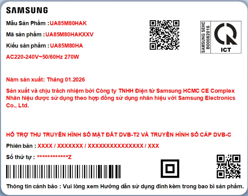 Smart AI Tivi Samsung Mini LED 4K 85 Inch UA85M80HA 4