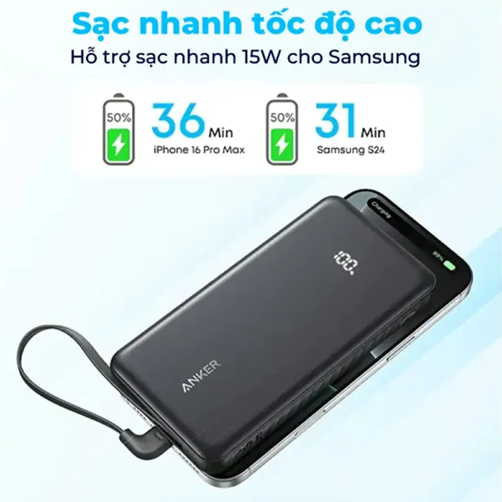 Sạc Dự Phòng Anker Zolo 2C1A 22.5W 20000mah B2B_A110E 1