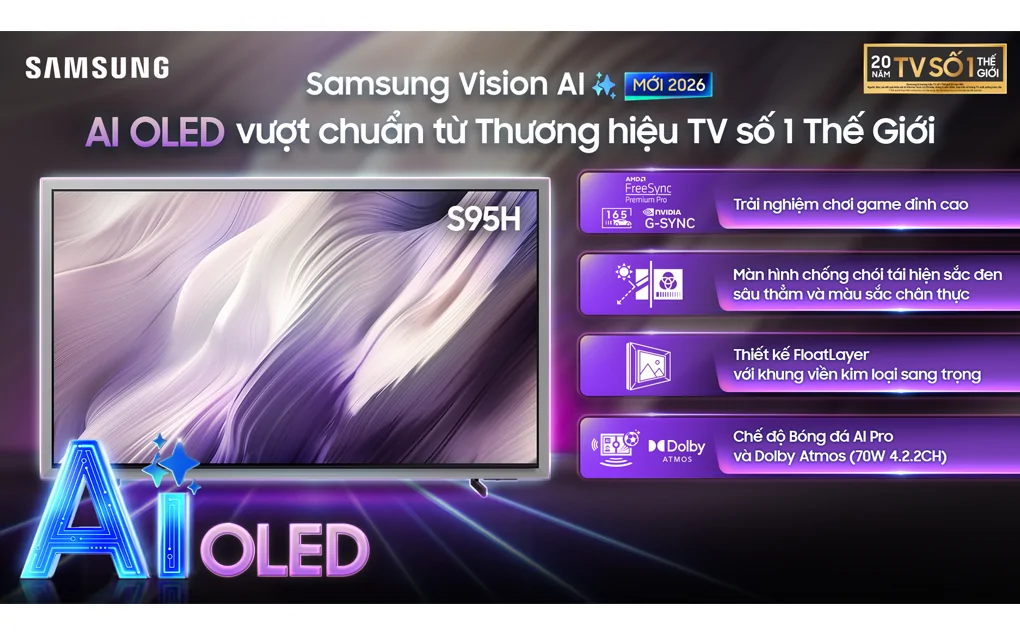 Smart Tivi Samsung OLED 4K Vision AI 83 Inch QA83S95HX