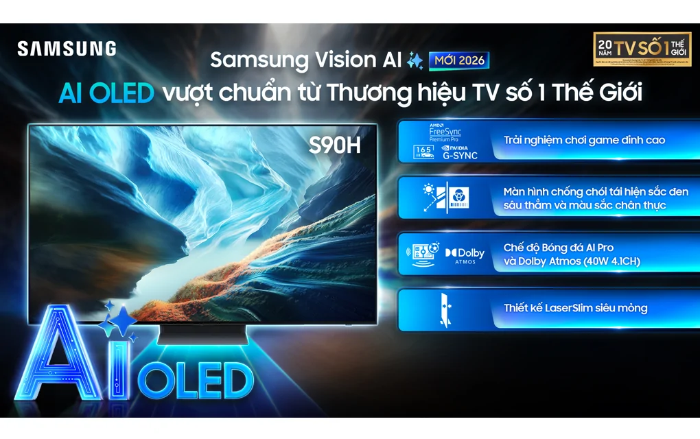 Smart Tivi Samsung OLED 4K Vision AI 77 Inch QA77S90HA
