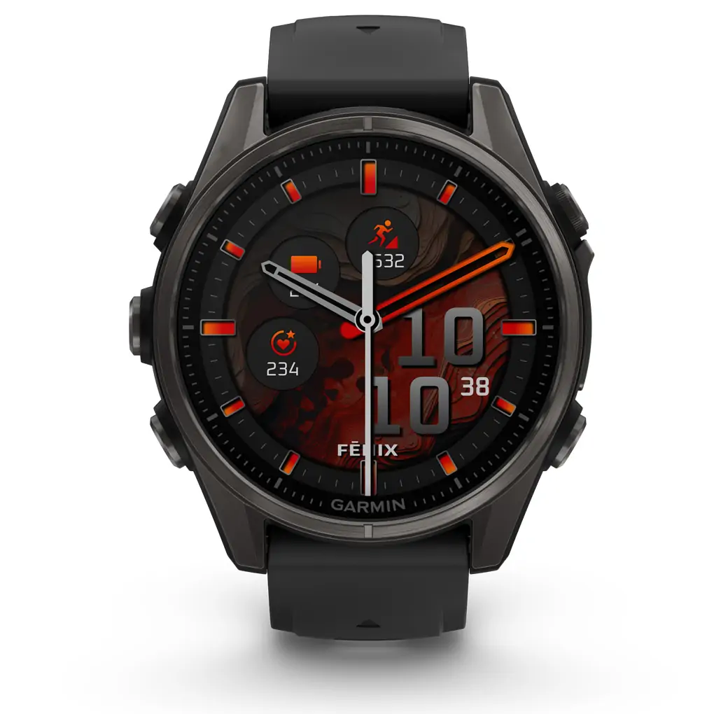 Garmin Fenix 8 Sapphire 43mm viền Titanium Dây Silicone 1