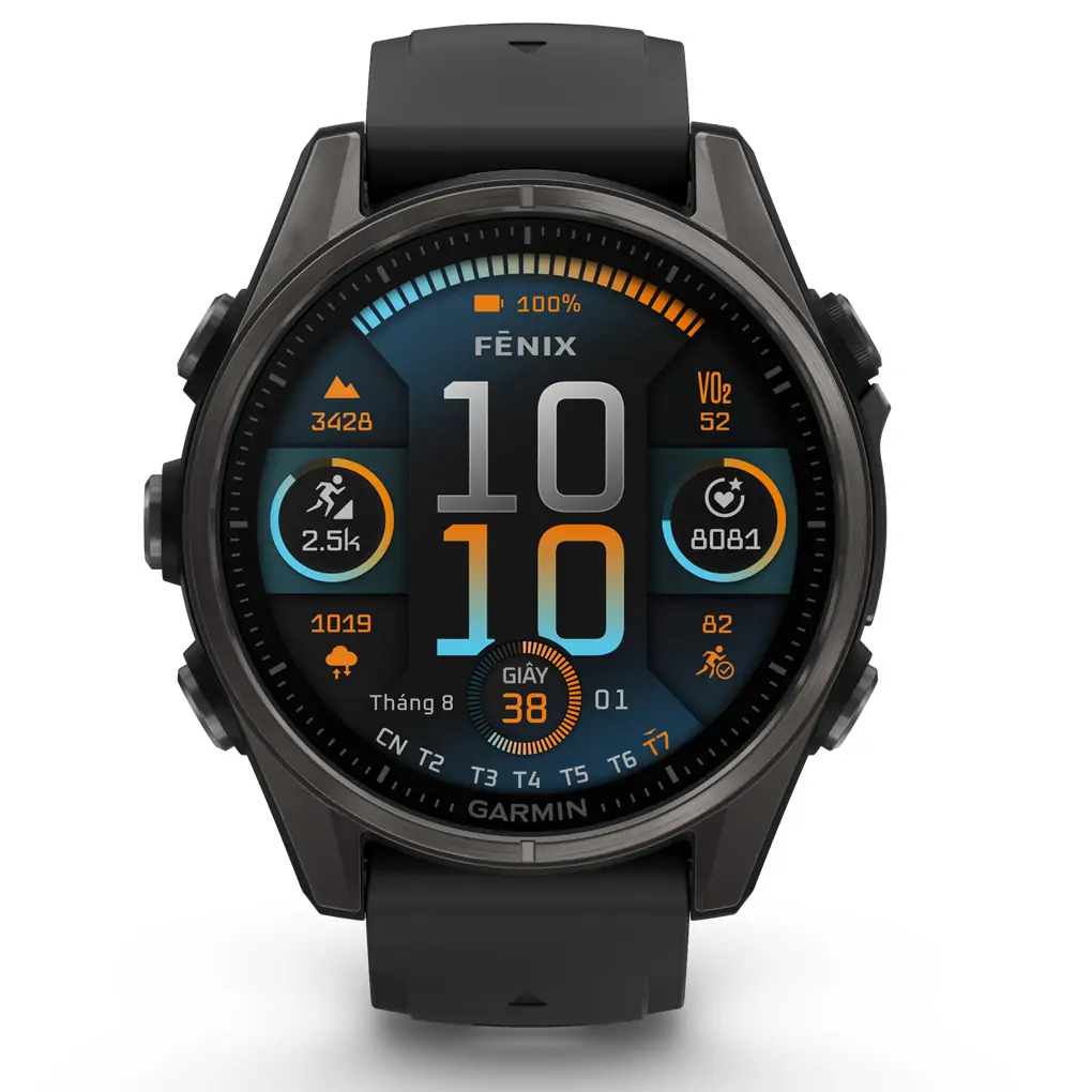Garmin Fenix 8 Sapphire 43mm viền Titanium Dây Silicone 2