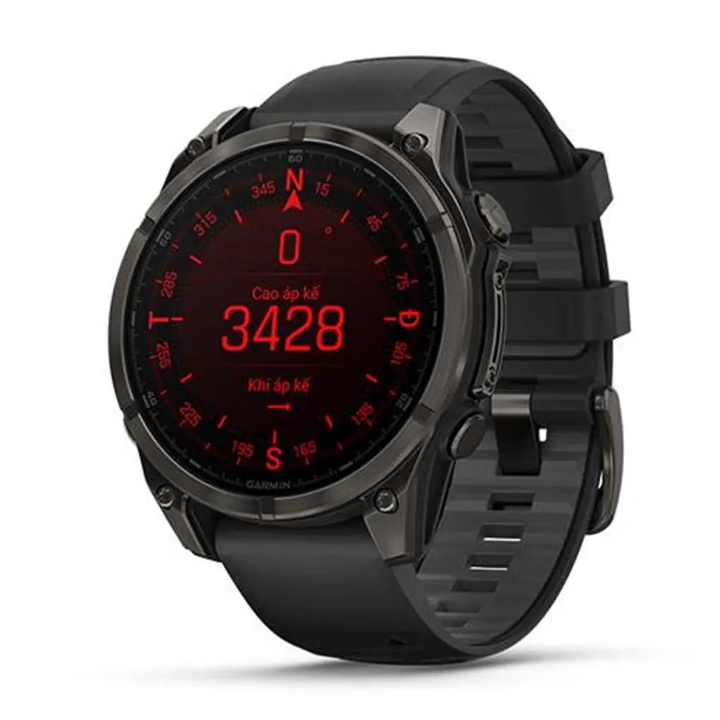 Garmin Fenix 8 Sapphire 47mm Viền Titanium Dây Silicone