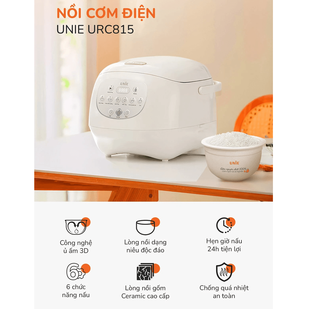 Nồi Cơm Điện Tử Unie URC815 1.5 Lít 1
