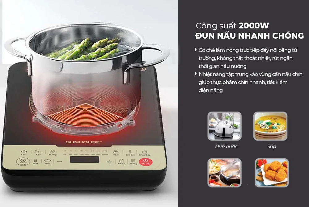 Bếp Từ Đơn Sunhouse SHD6869 2000W (Tặng Kèm Nồi) 11