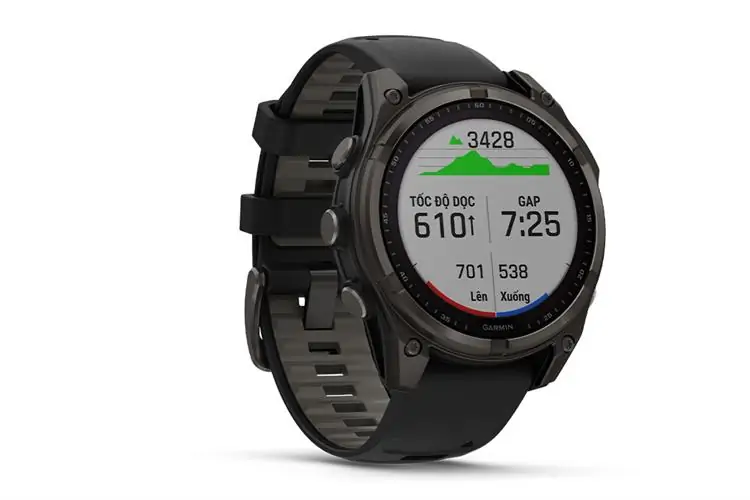 Garmin Fenix 8 Sapphire Solar 47mm Viền Titanium Dây Silicone 1