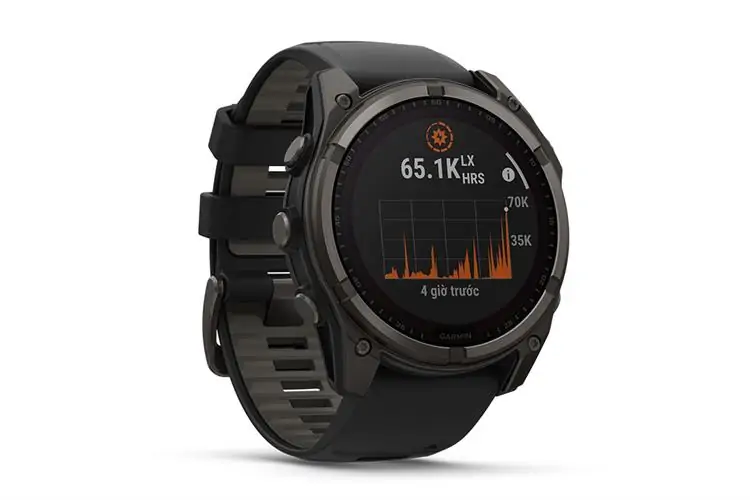 Garmin Fenix 8 Sapphire Solar 51mm Viền Titanium Dây Silicone 1