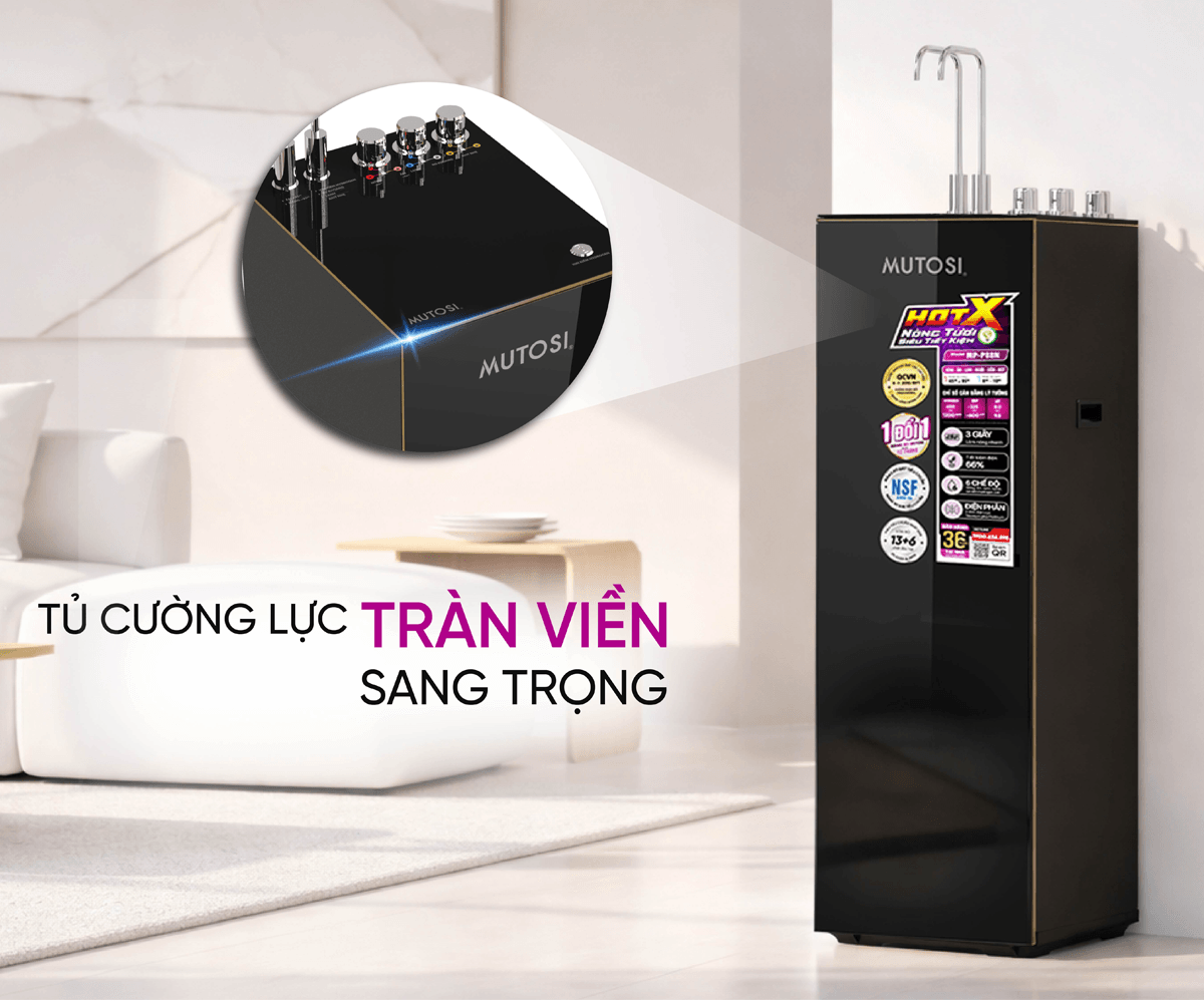 Máy Lọc Nước RO Nóng Nguội Lạnh Hydrogen Ion Kiềm Mutosi MP-P88N 10 Lõi 16