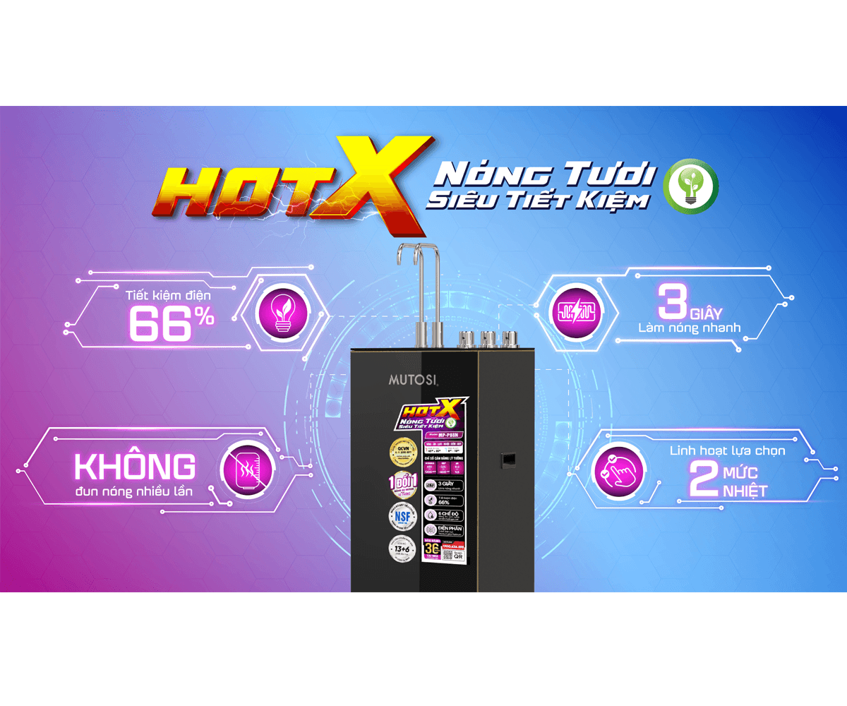 Máy Lọc Nước RO Nóng Nguội Lạnh Hydrogen Ion Kiềm Mutosi MP-P88N 10 Lõi 7