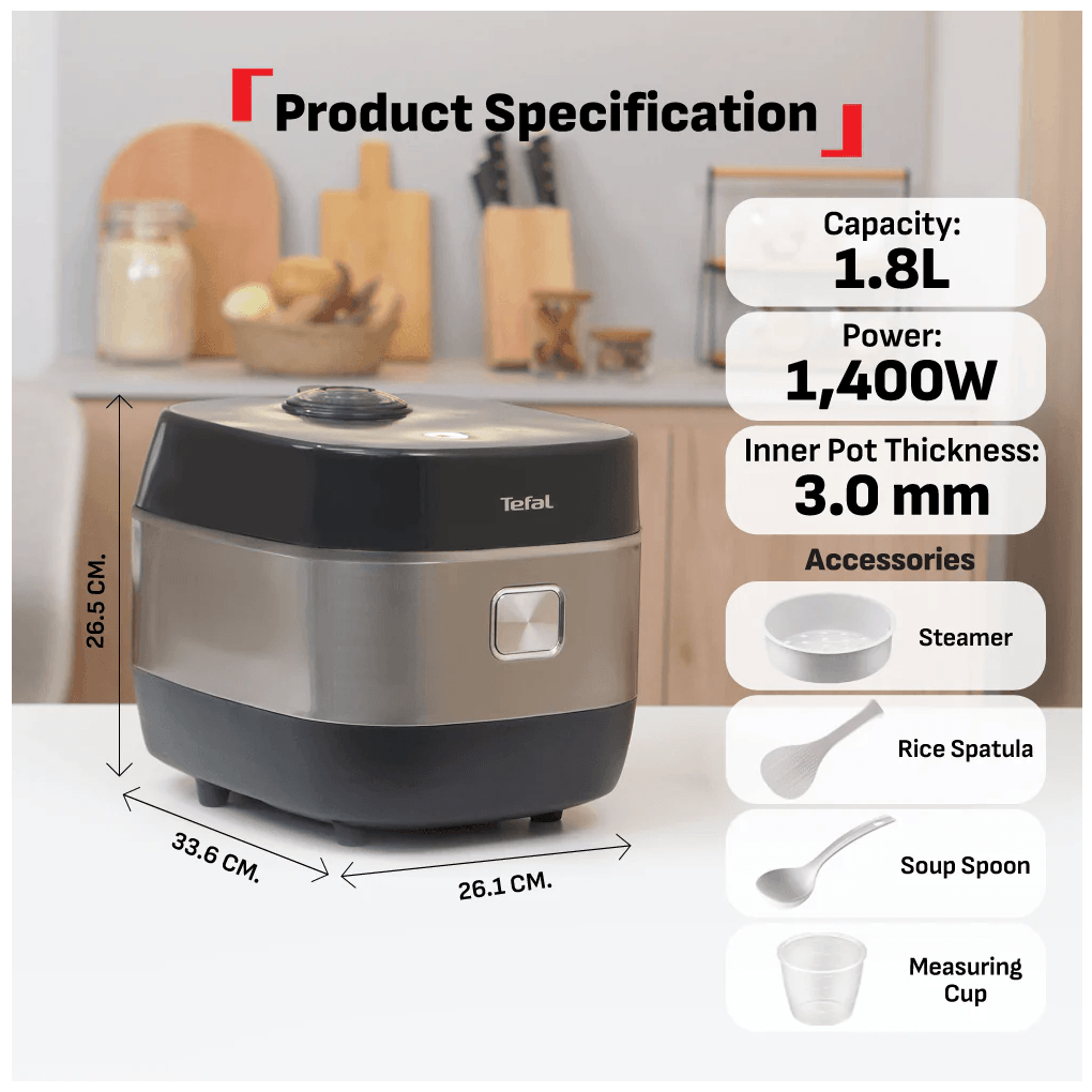 Nồi Cơm Cao Tần Tefal Rice Master Max RK819868 -1.8 Lít 6