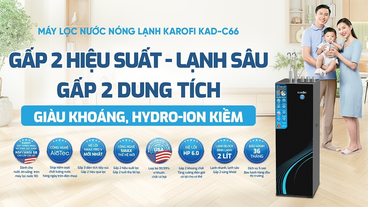 Máy Lọc Nước Nóng Lạnh Karofi KAD-C66 12 Lõi 4