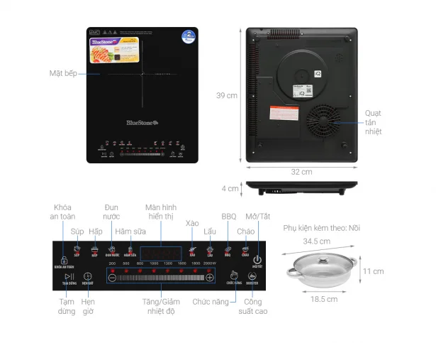 Bluestone ICB-6731 2000W (Tặng Kèm Nồi)