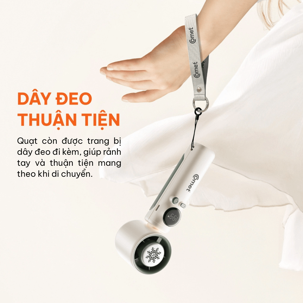 Quạt Sạc Cầm Tay Có Sò Lạnh Comet CRF1202 10W 6