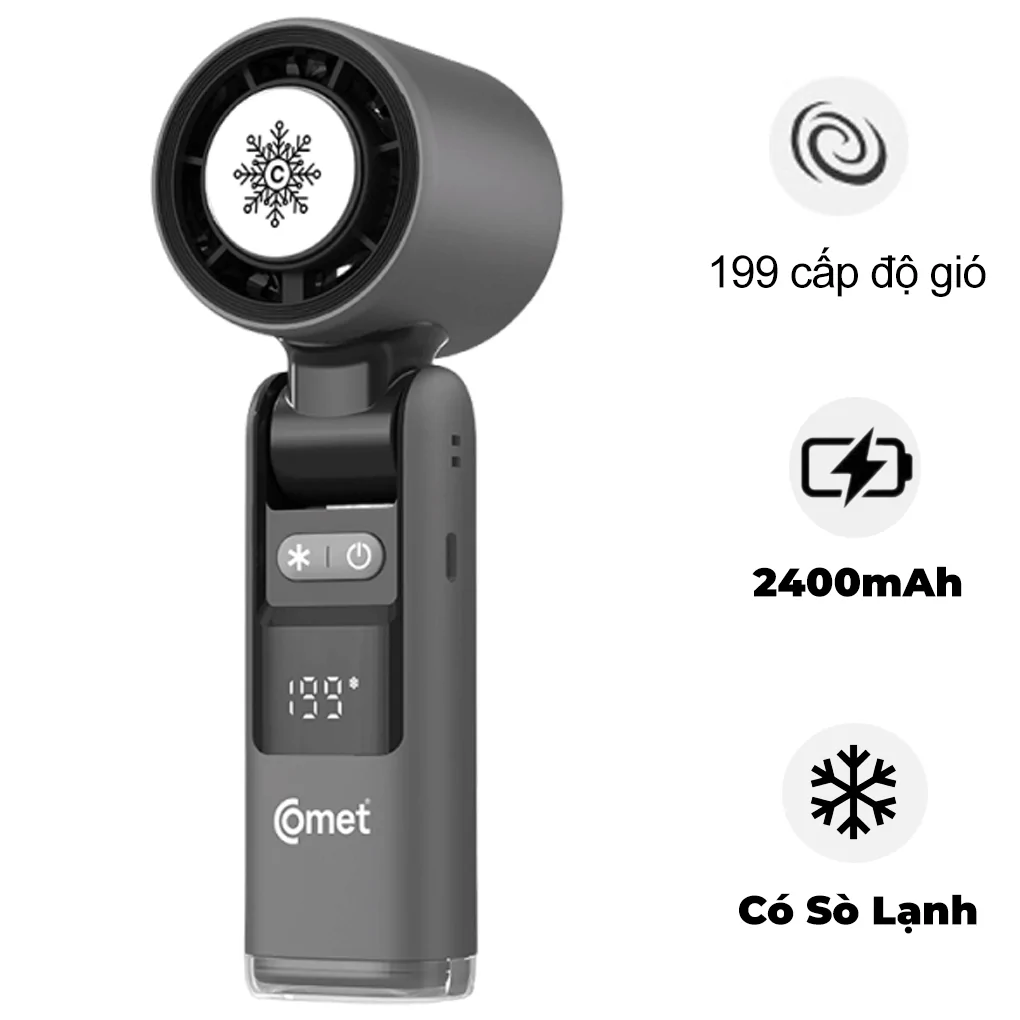 Quạt Sạc Cầm Tay Có Sò Lạnh Comet CRF1302 10W